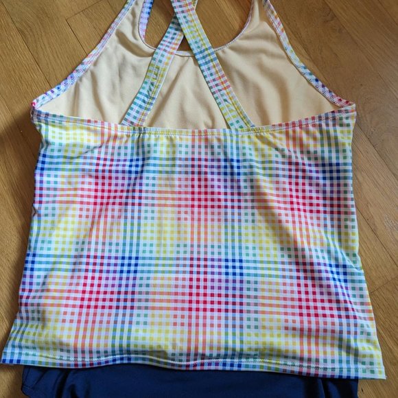 Land's End Swimsuit - Rainbow & Blue - Girl's Size 14/16 - Picture 2 of 3